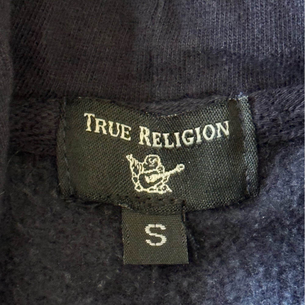 True Religion Buddha Hoodie Mens Small Dark Blue - Picture 3 of 8